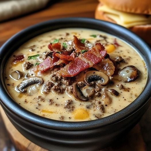 Bacon-Mushroom-Swiss-Cheeseburger-Suppe: Ein Herzhaftes Wohlfühlessen für kalte Tage