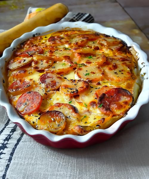 Kartoffel-, Chorizo-, Tomaten- und Béchamel-Gratin: Ein wohliges und leckeres Gericht