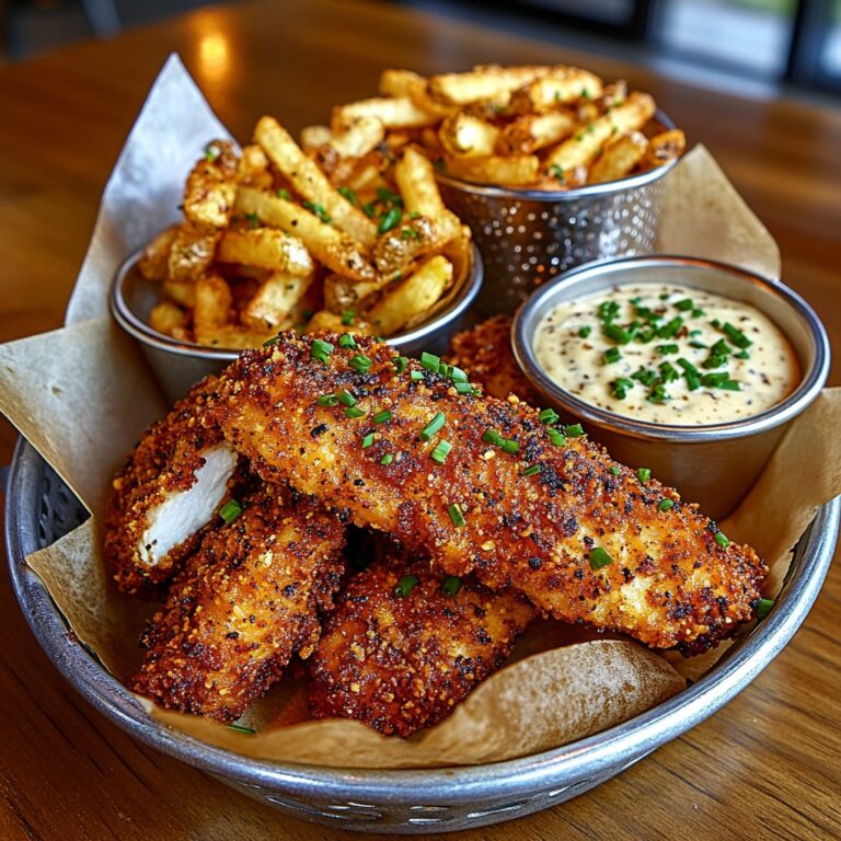 Knusprige Chicken Tenders mit Pommes – Ein köstlicher Klassiker für Groß und Klein! 🍗🍟