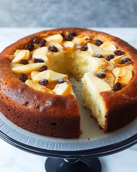 Apfel-Rosinen-Kuchen: Ein gemütlicher, würziger Genuss