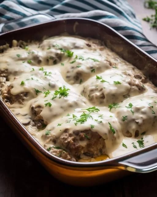 Hausgemachte Amish-Hamburger-Steaks mit Zwiebeln und Soße: Ein herzhaftes Rezept voller Tradition