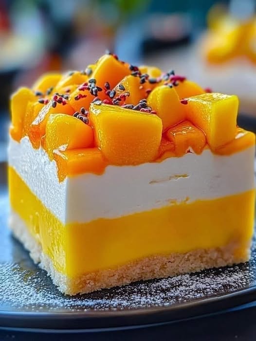 Mango-Split-Kuchen ohne Backen: Ein erfrischendes tropisches Dessert