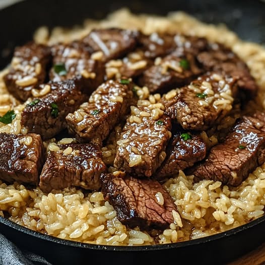 Honey Garlic Butter Steak and Rice Skillet: A Sweet and Savory One-Pan Meal