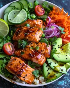 Leckere und nahrhafte Lachs-Bowls: Eine frische, ausgewogene Mahlzeit