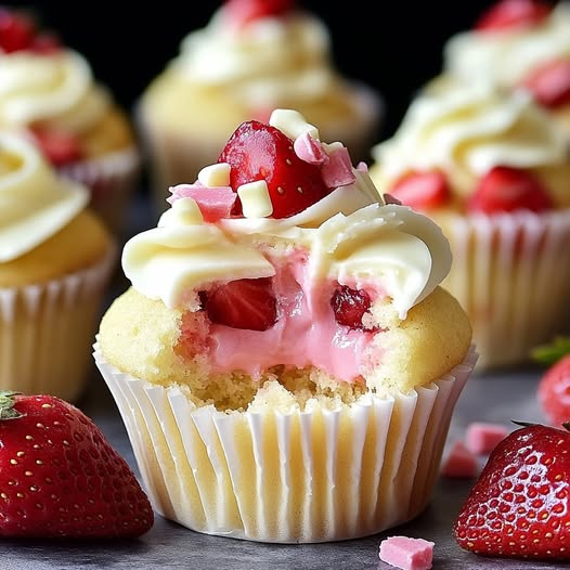 Weiße Schokolade Erdbeer Cupcakes: Ein Verführerischer Genuss