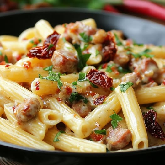 Creamy Bratwurst Pasta with Dried Tomatoes: A Rich and Hearty Meal