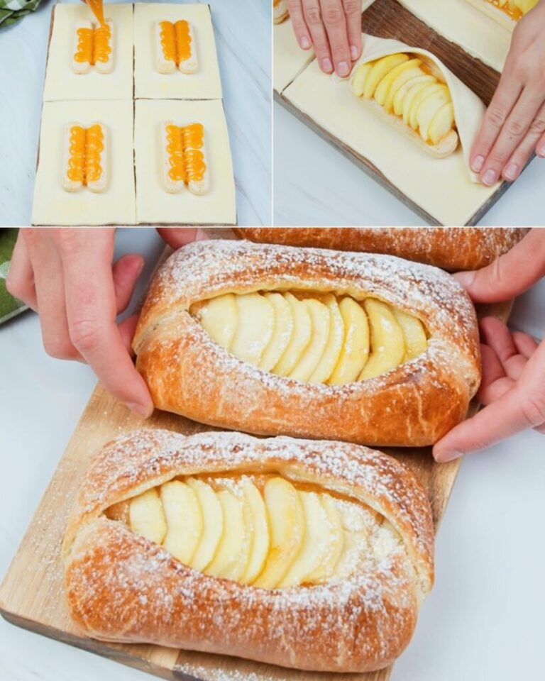 Süße Apfel-Löffelbiskuitknödel im knusprigen Blätterteig: Ein himmlisches Dessert für Genießer