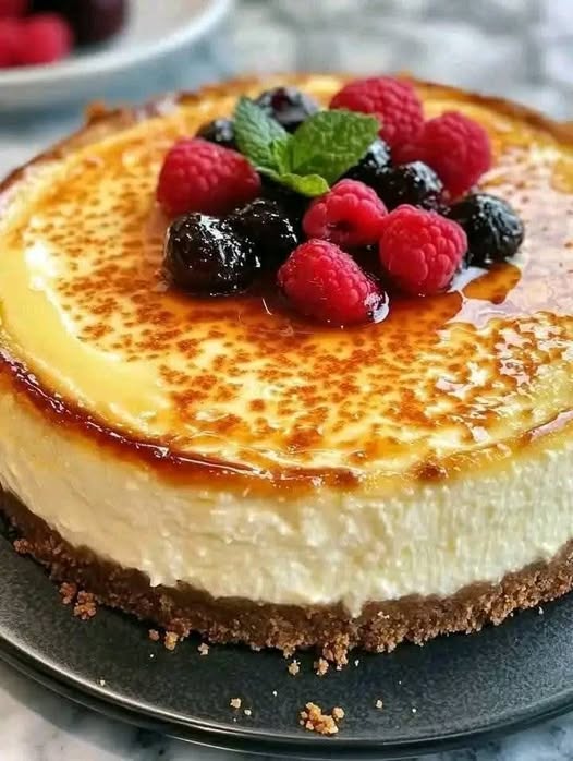 Crème Brûlée Käsekuchen: Eine raffinierte Fusion aus zwei Desserts