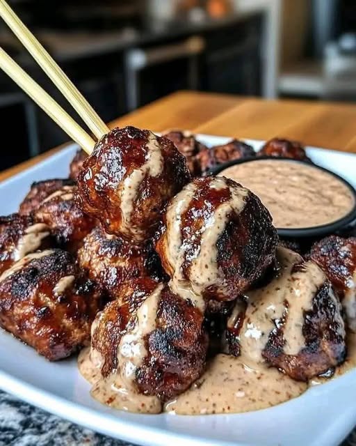 Koreanische BBQ-Fleischbällchen mit würzigem Mayo-Dip – Ein Geschmackserlebnis aus Korea